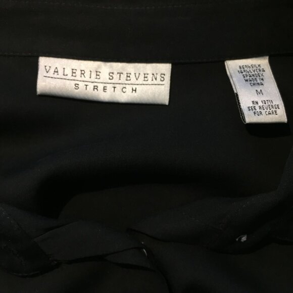Valerie Stevens Womens Black Stretch Blouse Work Size Medium - Picture 4 of 4